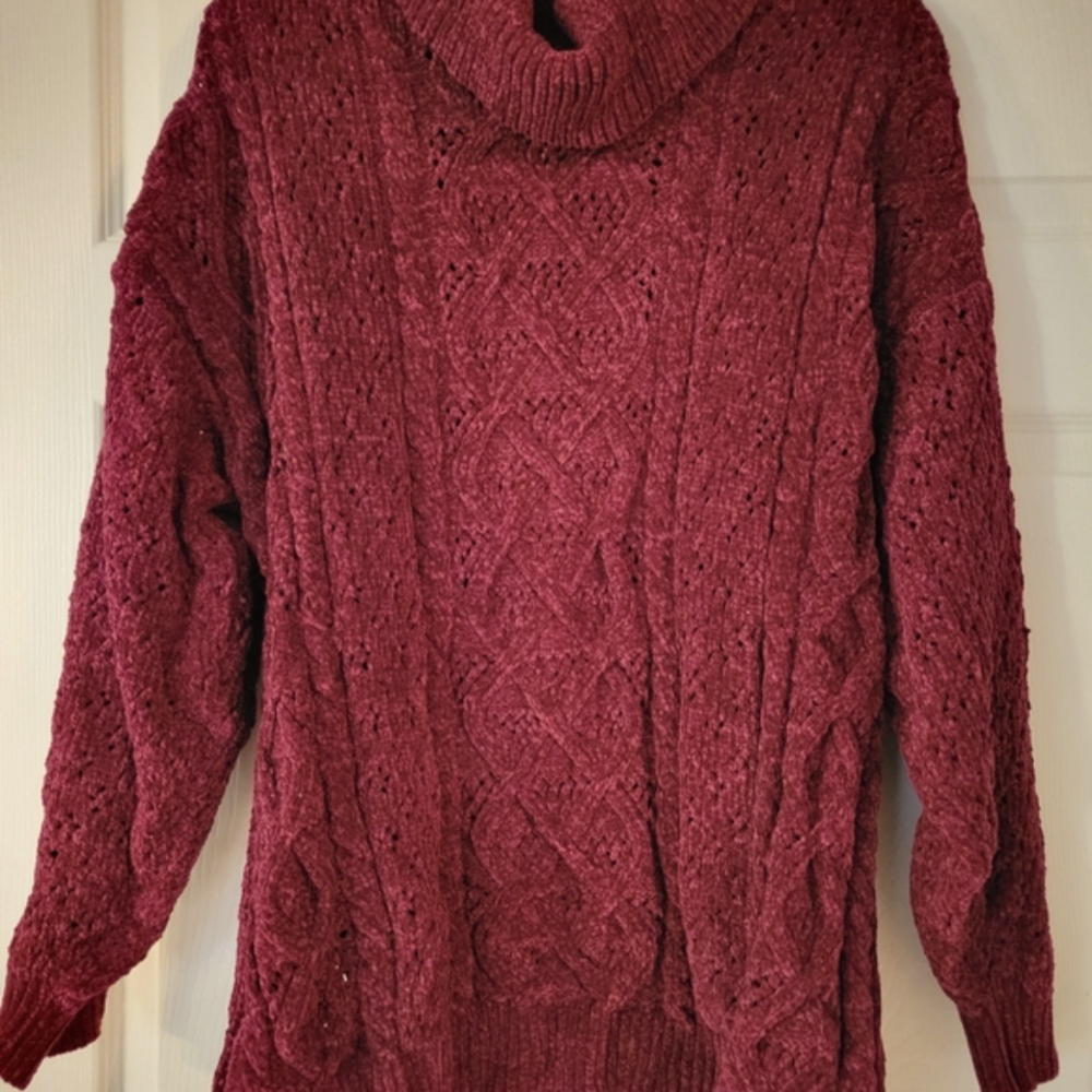Liz Claiborne Women's Cowl Neck Sweater - Burgundy